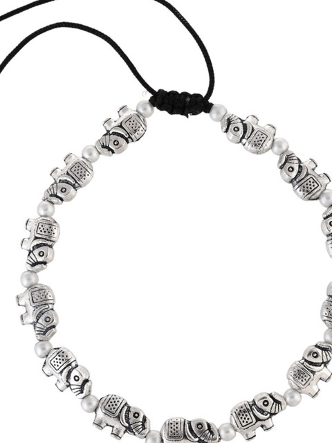 Silvermerc Designs Silver-Plated Elephant Design Oxidised Anklet - Image 4