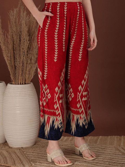 KALINI Printed Mandarin Collar Tunic With Palazzos Co-Ords - Image 6