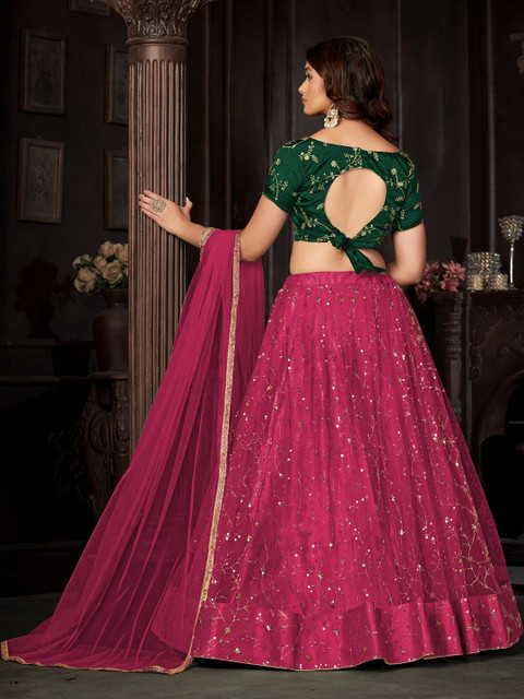 Embroidery and Sequins work Net Fabric Lehenga Choli With Net Dupatta - Image 6