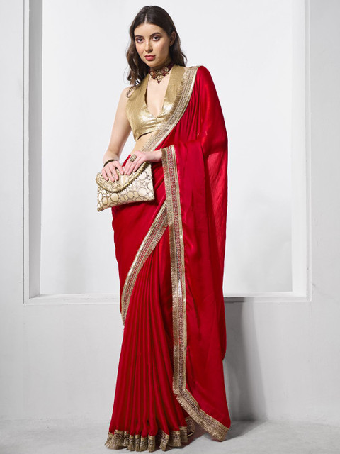 Mitera Pure Chiffon Gotta Patti Border Saree
