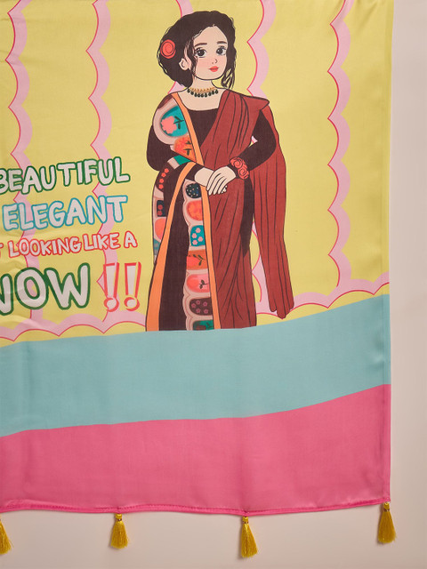 Sangria Colourblocked Satin Saree With Unstitched Blouse - Image 7