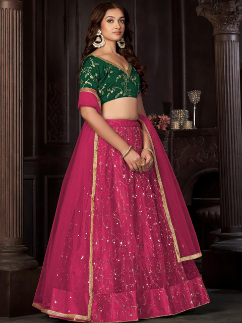 Embroidery and Sequins work Net Fabric Lehenga Choli With Net Dupatta - Image 5