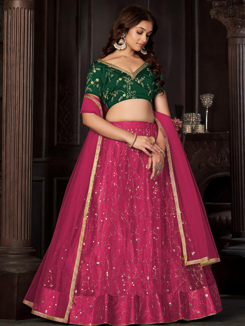 Embroidery and Sequins work Net Fabric Lehenga Choli With Net Dupatta - Image 3