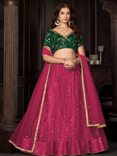 Embroidery and Sequins work Net Fabric Lehenga Choli With Net Dupatta - Image 2