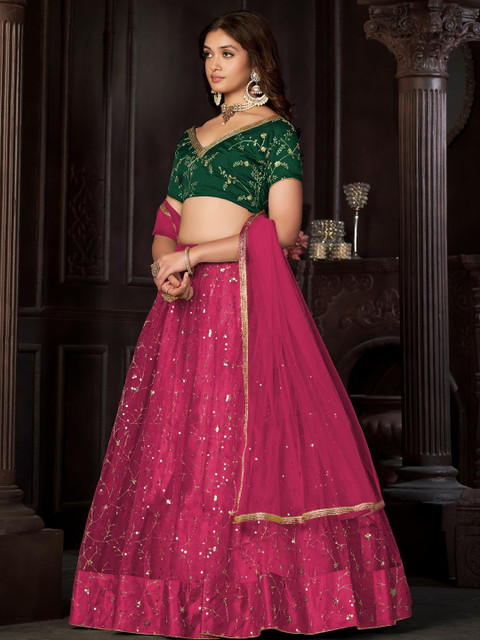 Embroidery and Sequins work Net Fabric Lehenga Choli With Net Dupatta - Image 4