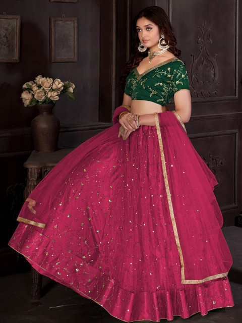 Embroidery and Sequins work Net Fabric Lehenga Choli With Net Dupatta