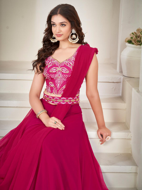 Embroidery Work Georgette Fabric Lehenga Choli With Georgette Dupatta