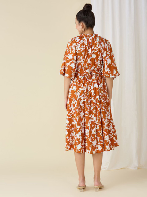 MeeMee Women Floral Print Flared Sleeve Maternity Fit & Flare Dress - Image 5