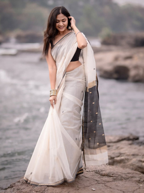 zinzraa Woven Design Cotton Silk Saree