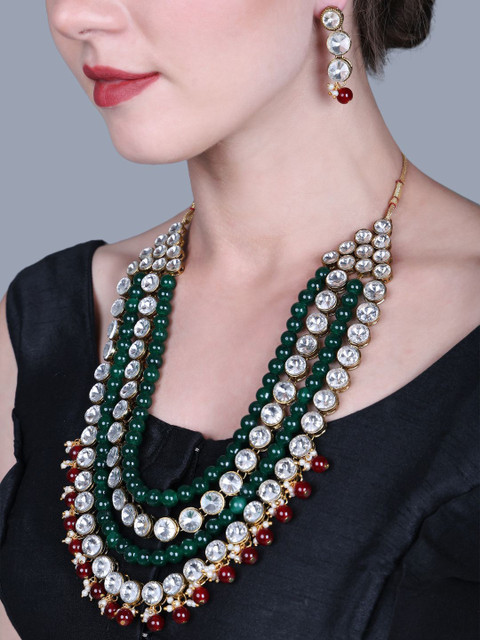 Anouk Kundan Beaded Statement Necklace - Image 4