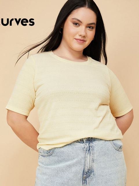 max Women Plus Size Solid Round Neck Pure Cotton T-shirt - Image 5