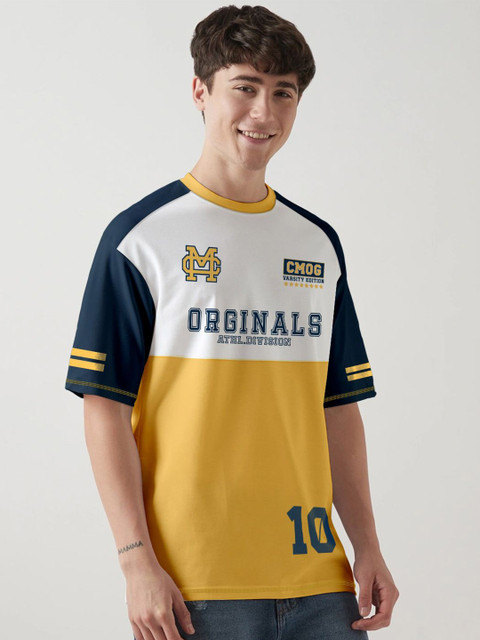 Crazymonk Men Typography Printed Round Neck Cotton Oversized T-shirt