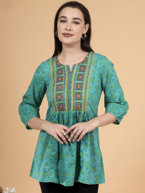 Saffron Threads Women Embroidered Bandhani Printed Tunic