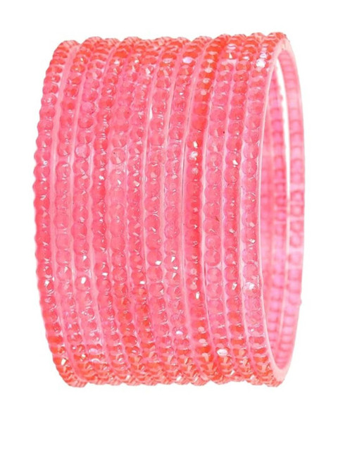 Guddan Set of 12 Gajri Glass Crystal Bangles