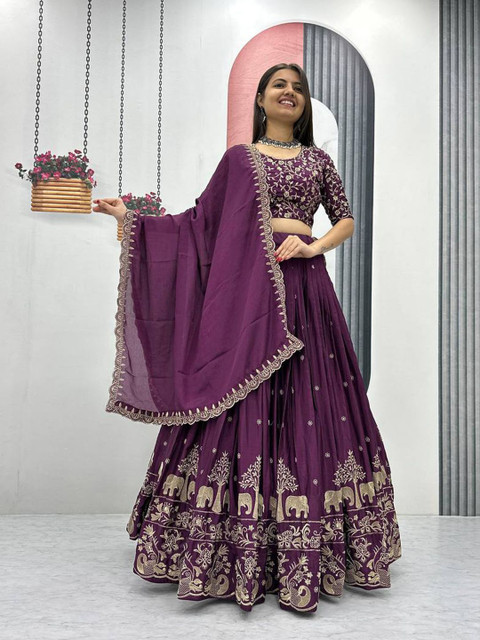 Jogmaya Fashion Embroidered Semi-Stitched Lehenga & Unstitched Blouse With Dupatta