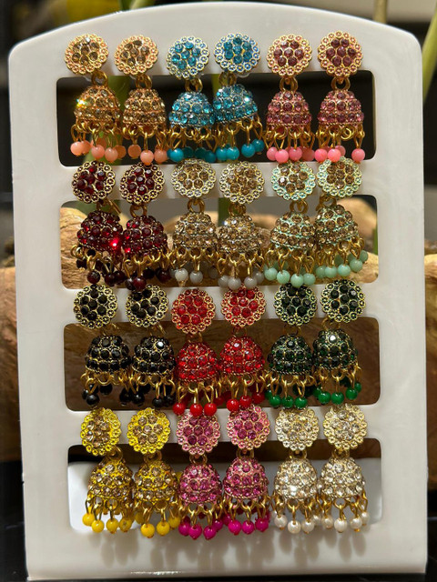 ANTICO Women Combo Of 12 Jhumka Earrings