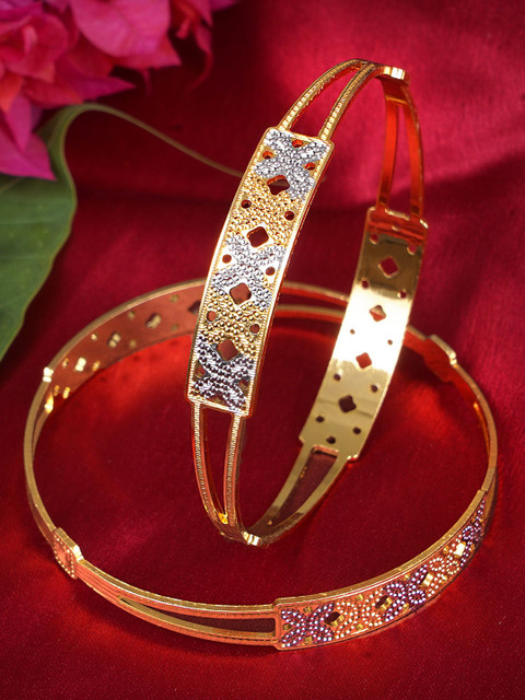 Adwitiya Collection Set Of 2 24CT Gold-plated Handcrafted Bangles