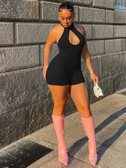 LULU & SKY Women Keyhole Neck Fitted Playsuit