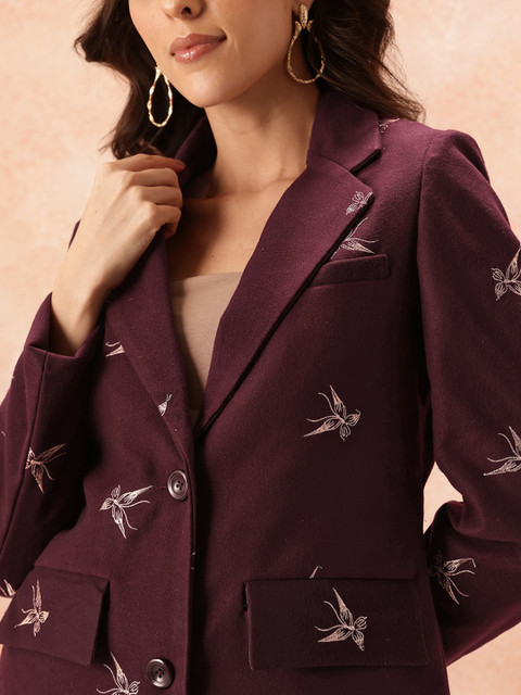all about you Zari Embroidered Notched Lapel Single-Breasted Overcoat - Image 2