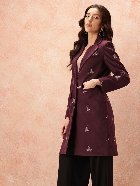all about you Zari Embroidered Notched Lapel Single-Breasted Overcoat - Image 4