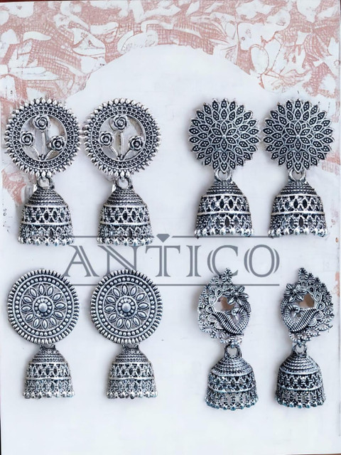 ANTICO Women Set Of 4 Jhumkas Earrings