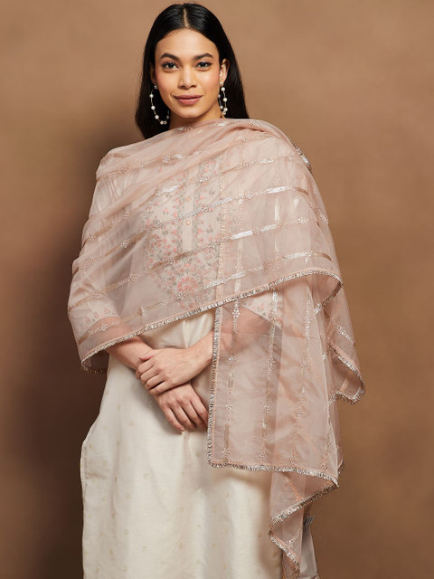 Melange by Lifestyle Floral Embroidered Sequinned Dupatta