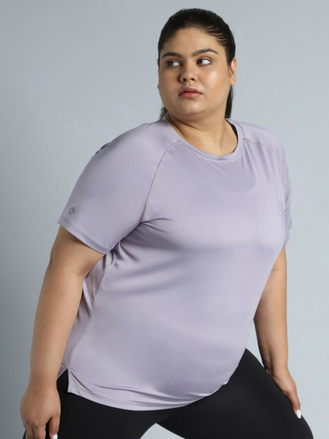 CULT Women Purple Running Essential Plus Size Regular Fit T-shirt