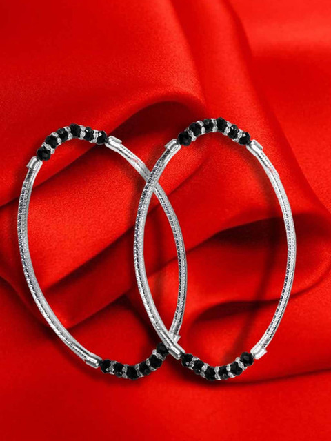 Adhvik Stainless Steel Crystals Beaded Anklet