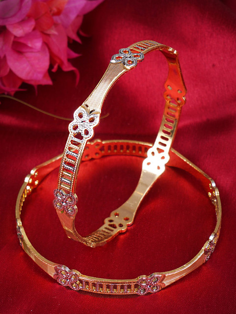 Adwitiya Collection Set Of 2 24CT Gold-Plated Bangles