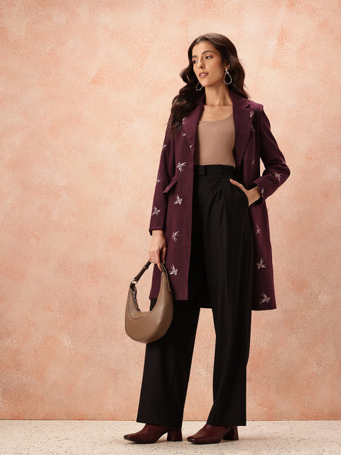 all about you Zari Embroidered Notched Lapel Single-Breasted Overcoat - Image 6