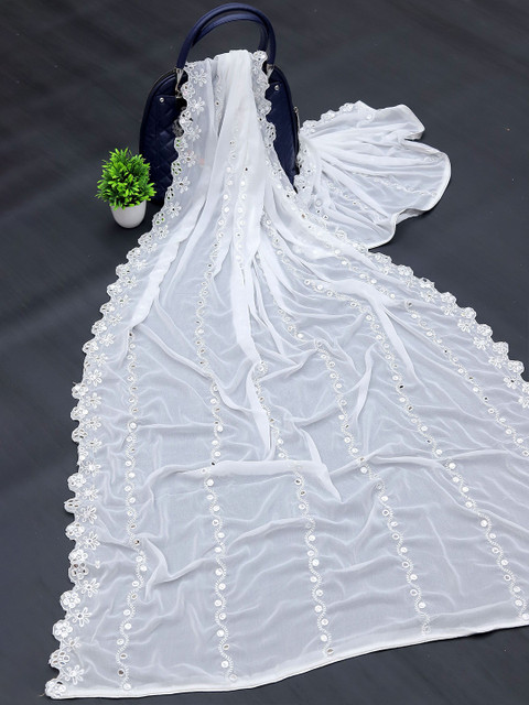 NEEL ART Floral Embroidered Sequinned Dupatta - Image 5