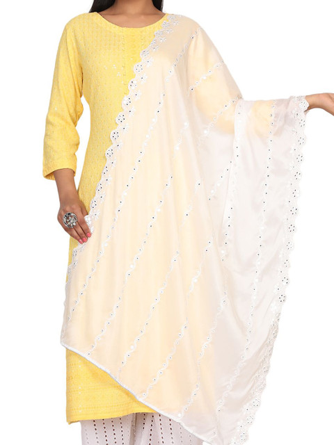 NEEL ART Floral Embroidered Sequinned Dupatta - Image 2