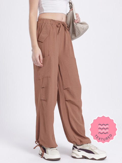 glitchez Women Loose Fit Cargo-Style Parachute Trousers