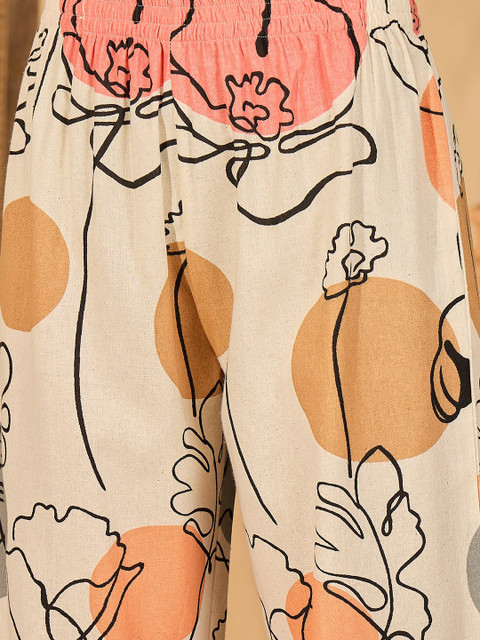 Sangria Abstract-Printed Pure Cotton Tunic With Trouser Co-Ords - Image 3