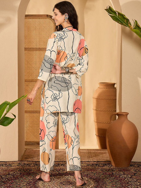 Sangria Abstract-Printed Pure Cotton Tunic With Trouser Co-Ords - Image 5