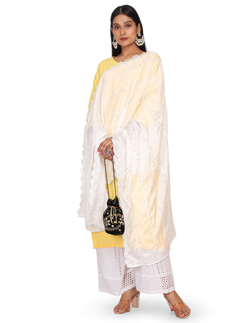 NEEL ART Floral Embroidered Sequinned Dupatta - Image 4