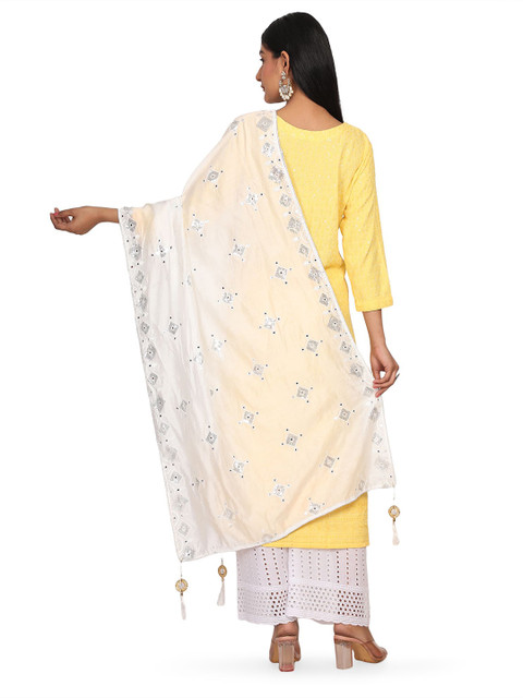 NEEL ART Geometric Embroidered Mirror Work Dupatta - Image 3