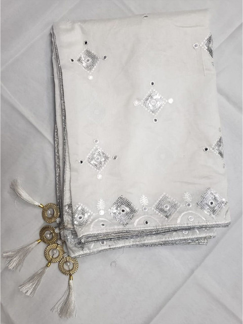 NEEL ART Geometric Embroidered Mirror Work Dupatta - Image 6