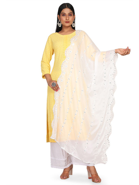 NEEL ART Floral Embroidered Sequinned Dupatta