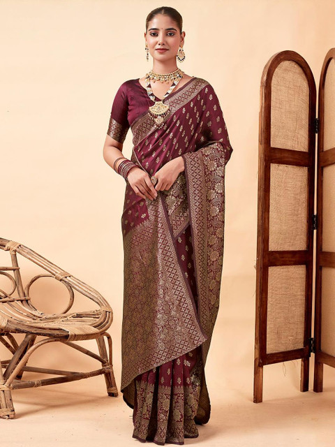 HERE&NOW Woven Design Zari Silk Blend Banarasi Saree