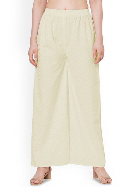 SRISARAS Women Checked Design Wide Leg Cotton Palazzo