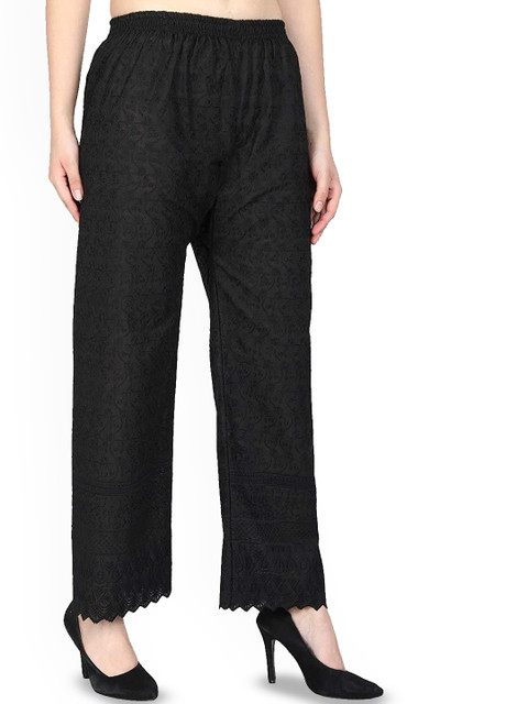 SRISARAS Women Ethnic Motifs Embroidered Knitted Ethnic Palazzos