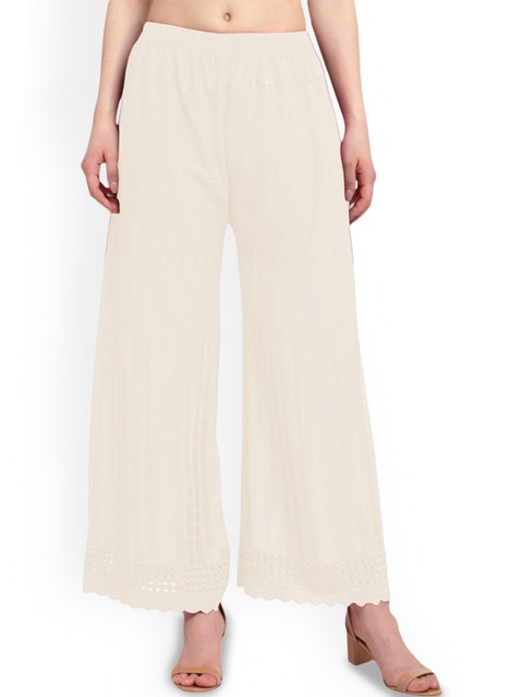 SRISARAS Women Flared Cotton Palazzos