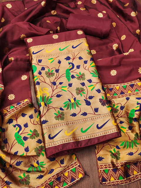 Rangtulika Ethnics Embroidered Zari Unstitched Dress Material