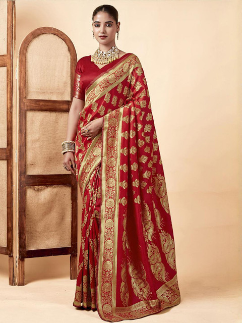 HERE&NOW Woven Design Zari Silk Blend Banarasi Saree