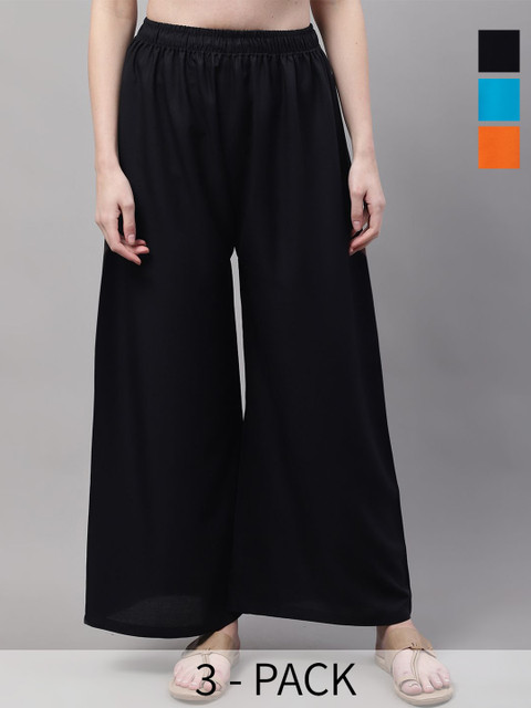 Valles365 by S.C. Women Pack Of 3 Flared Ethnic Palazzos