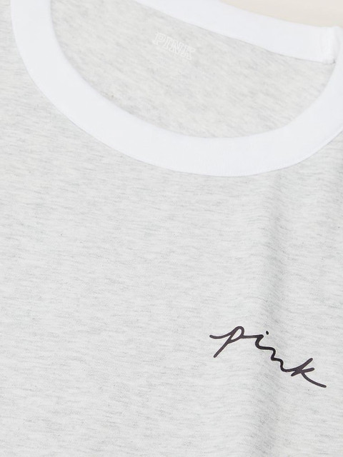 Victoria's Secret Women Plus Size Typography Printed Round Neck Pure Cotton T-shirt - Image 4