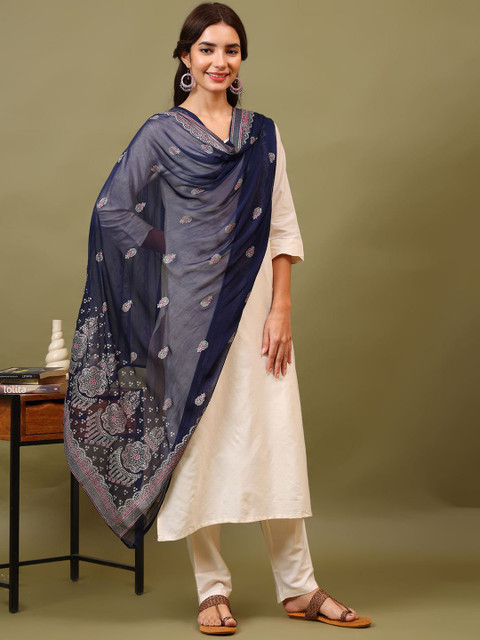 Sangria Floral Printed Chiffon Dupatta - Image 2