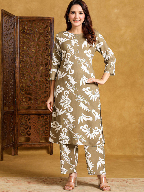 FLAMBOYANT Printed Round Neck Top With Trousers Co-Ords