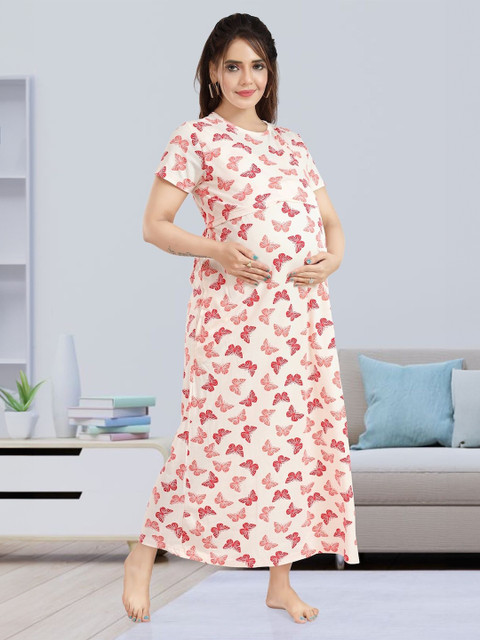 MomsBae Women Printed Nightdress